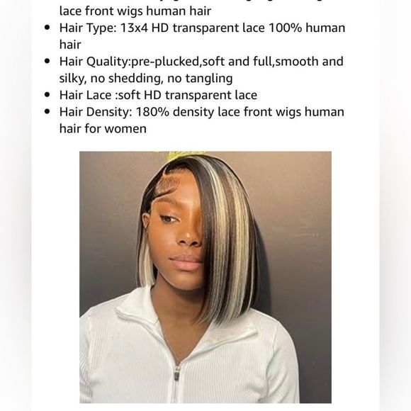 Celebrity |Highlight Bob Wig Human Hair 13X4 HD Lace Front Human Hair Bob Wig main image 9